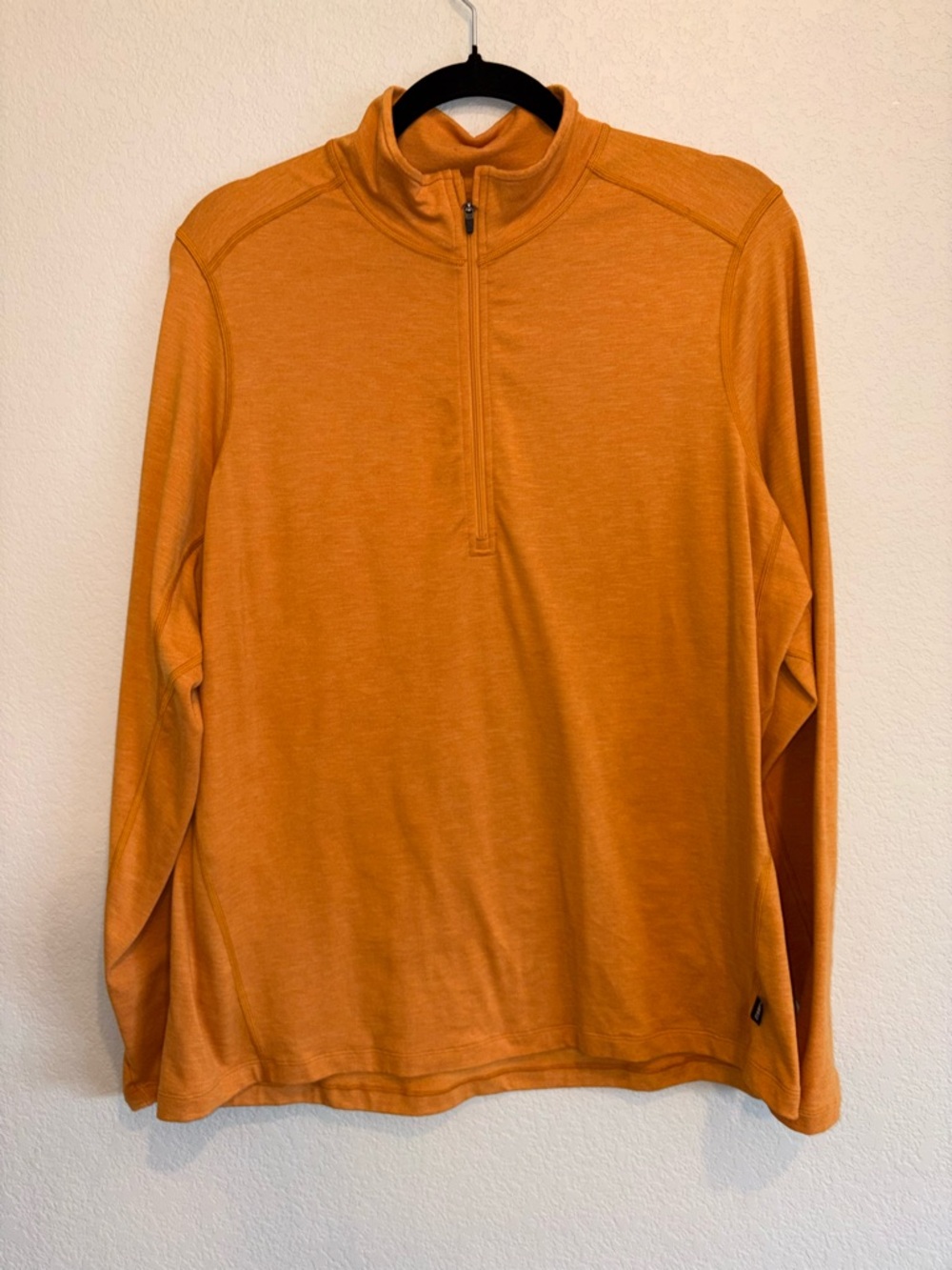 REI Co-op Men’s 1X Orange Quarter Zip Pullover Thumbholes Hiking Athletic - Picture 2 of 9